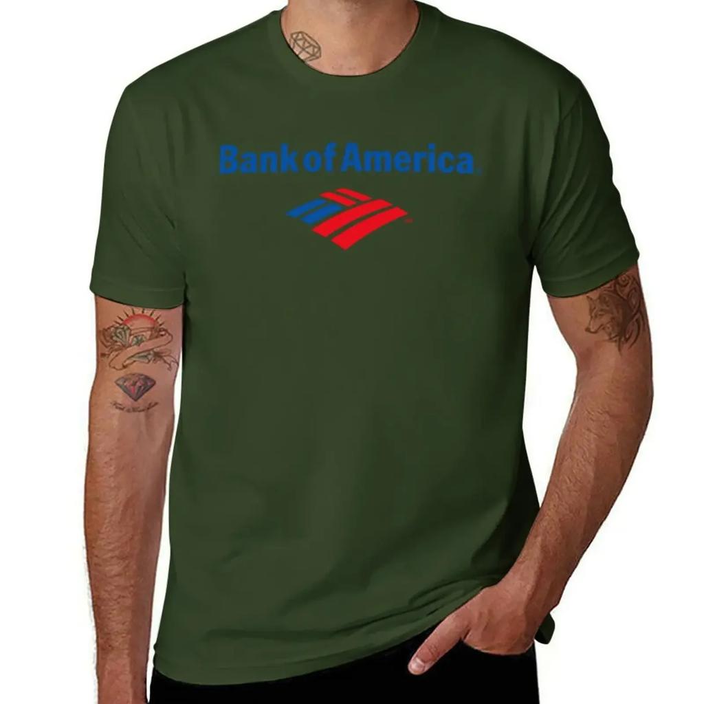 BANK OF AMERICA T-Shirt plus sizes summer tops blue archive oversized t shirt plain white t shirts men
