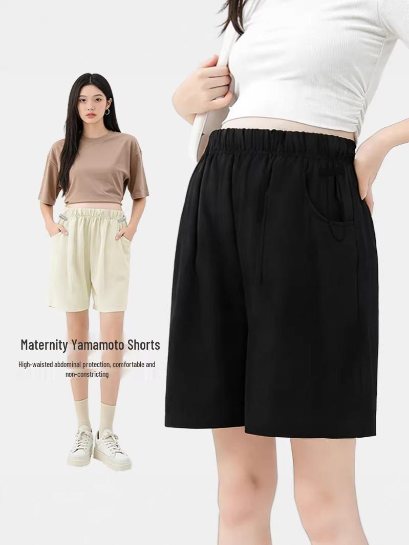 

Maternity Summer Thin Loose Fit Plus Size Fashion Shorts L (110-130 lbs) чорний