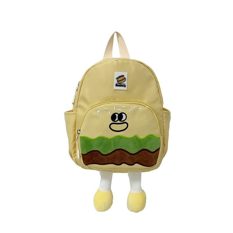 Cartoon Hamburger School Backpack Students Bag Breathable Outdoor Gift Travel