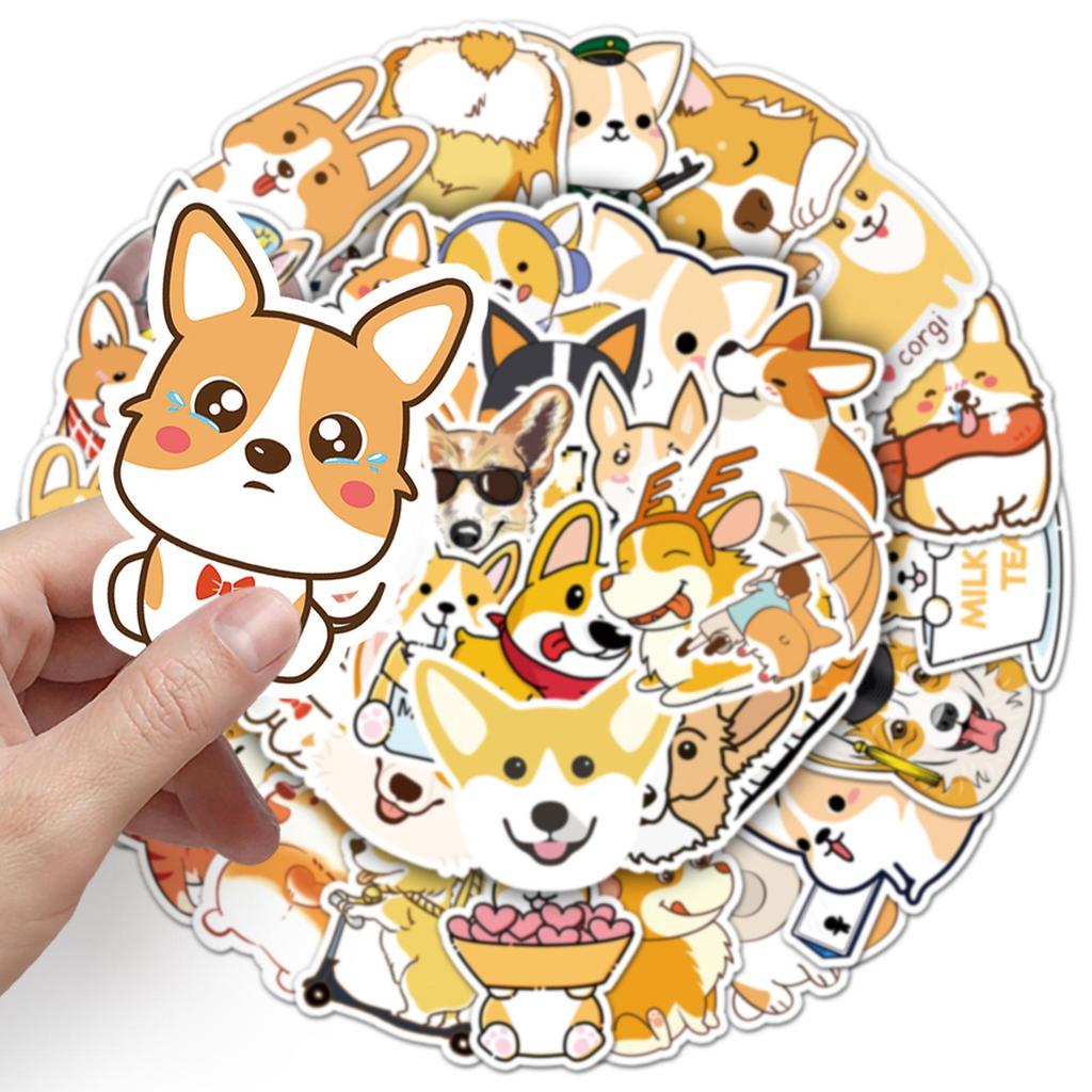 Cute Cartoon Corgi Stickers: Waterproof Decals for Laptops, Cars, and More (50-Pack)