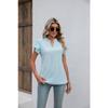 Sommer Damen T-Shirt V-Ausschnitt Rüschen Fly Ärmel lose Kurzarm Top