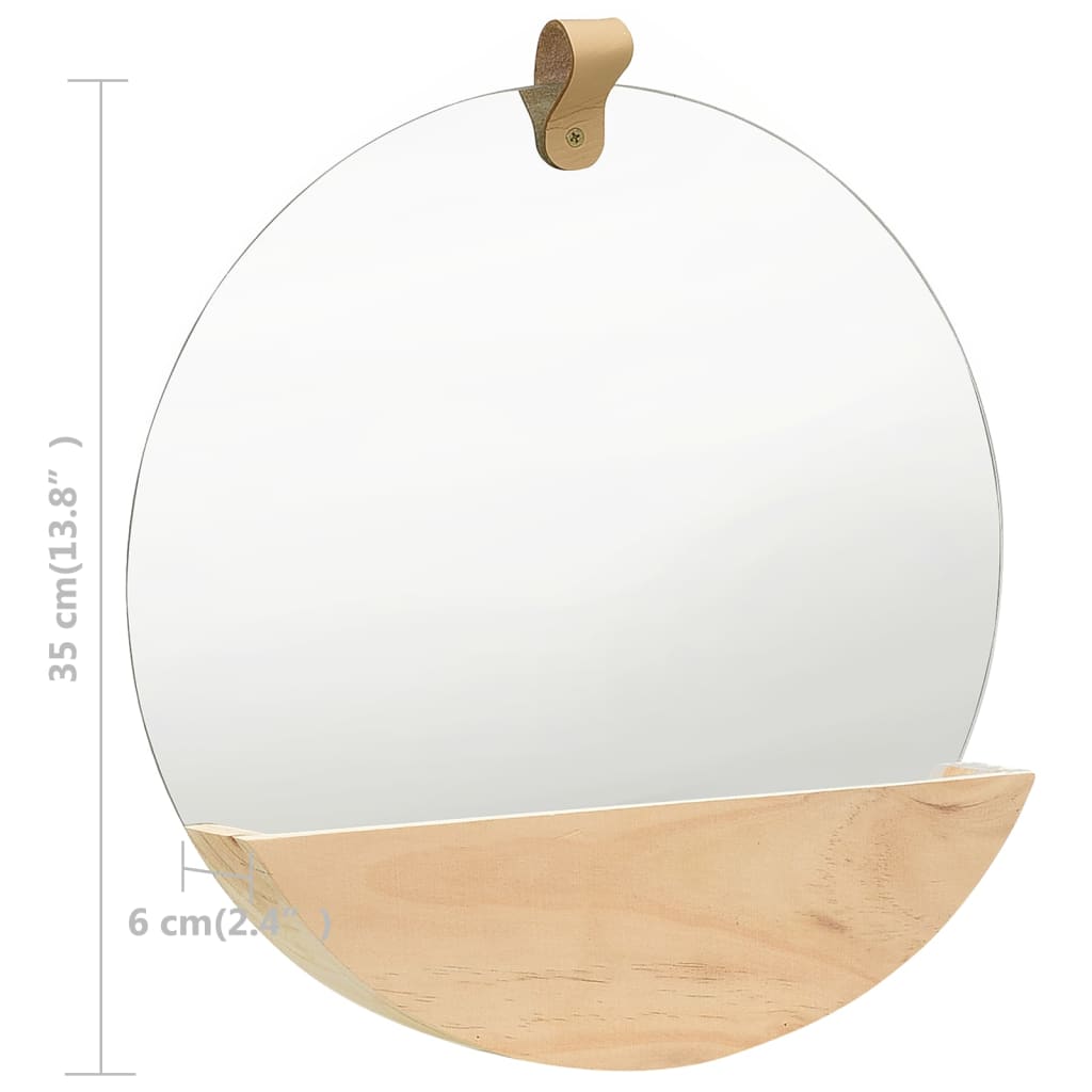 Wall Mirror Solid Pine Wood 35 Cm