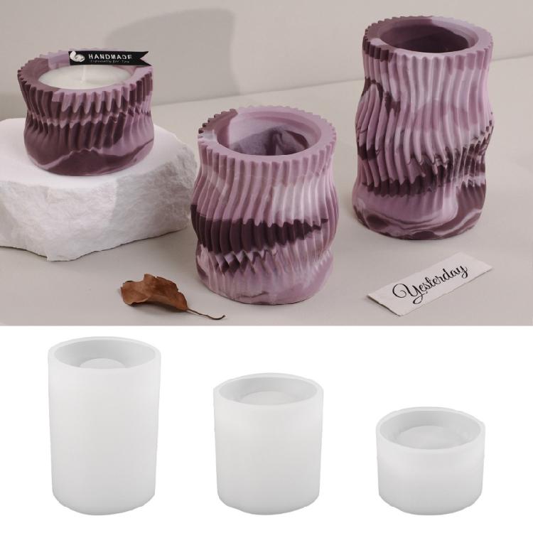 Striped Cylinder Tealight Holder Molds Cylinder Candlestick Molds