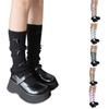 Sweet Girls Leg Warmers Women Ribbed Knit Foot Covers Elegant Bowknot Ruffled Trim Boot Cuffs Footless Long Calf Socks