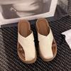 Retro Fashion Bag Head Half Slippers Women's Outer Wear 2025 Spring New Muffin Platform Comfortable Versatile Lazy Beach Shoes