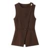 Women's Sleeveless Vest Top and Straight Leg Pants Set - Elegant Commuter Style