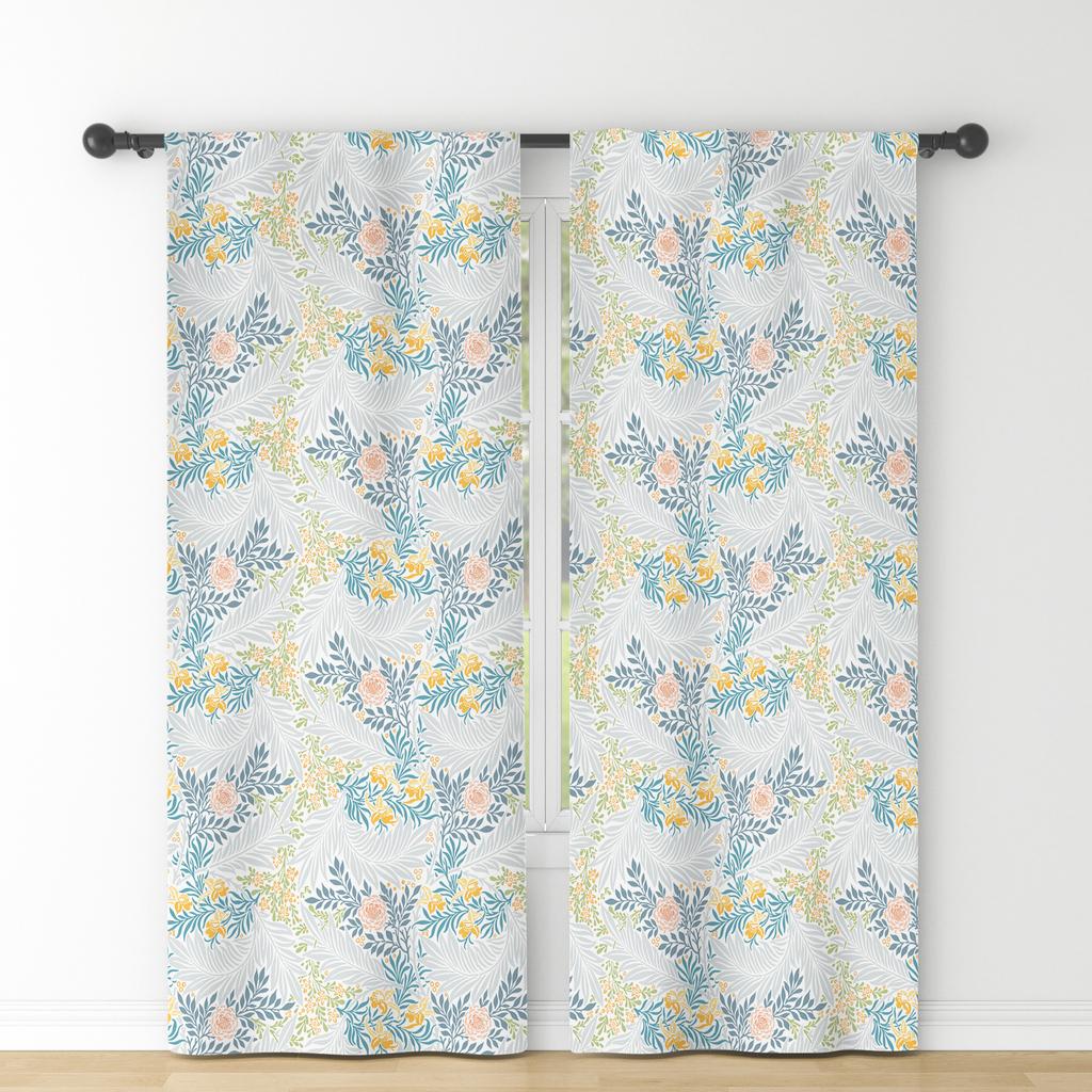 Set Of 2 Fresh Rural Style Window Curtains Floral Fragments Natural Decor Bedroom Dining Room Polyester Modern Blackout Made Treatment