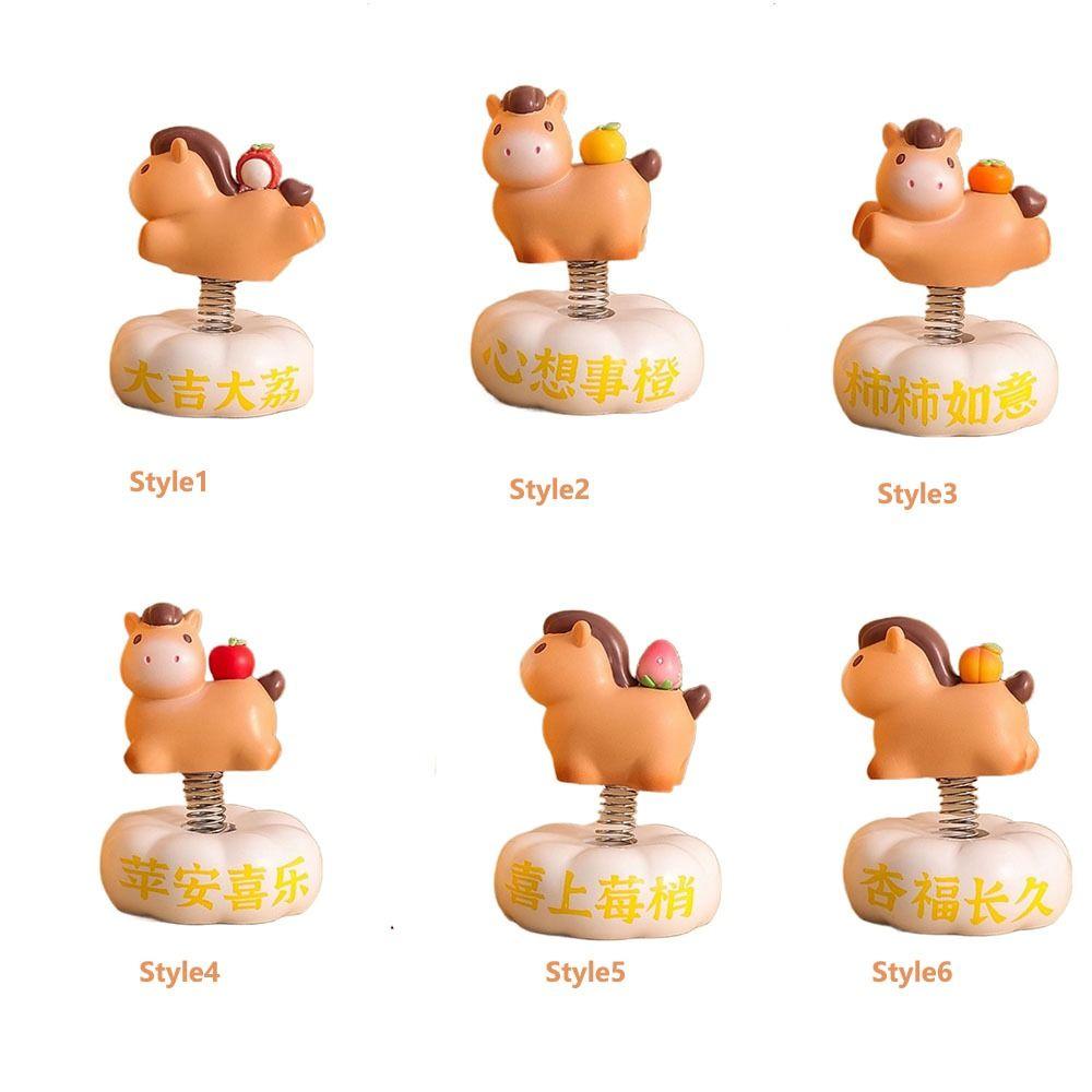 Harz Tierkreis Pony Ornament Schüttelbare Handgefertigte Schaukelpferd Figur Pferde Maskottchen Jahr des Pferdes