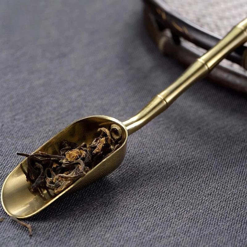 Brass Copper Dinnerware Set Spoon Tea  Dessert Coffee Ice Cream S Kitchen Accessories Bar Tools New Bamboo Creative