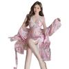 Pajamas Women's Spring Summer Premium Ice Silk Sexy Printed Suspender Chest Pad Pajamas Pure Desire Homewear Set