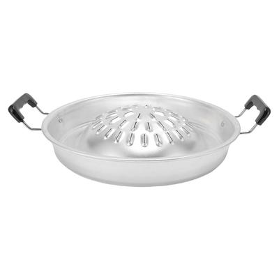 Thailändische BBQ Grillpfanne 2 in 1 Antihaft Gleichmäßige Erwärmung Aluminium Hot Pot Grill Holzkohlepfanne für Innen und Außen