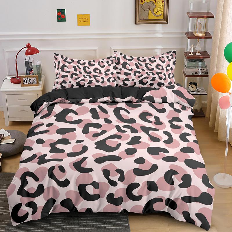 Leopard Print King Queen Duvet Cover Brown Cheetah Skin Pattern Bedding Set For Teens Girl Women Leopard 2/3pcs Soft Quilt Cover