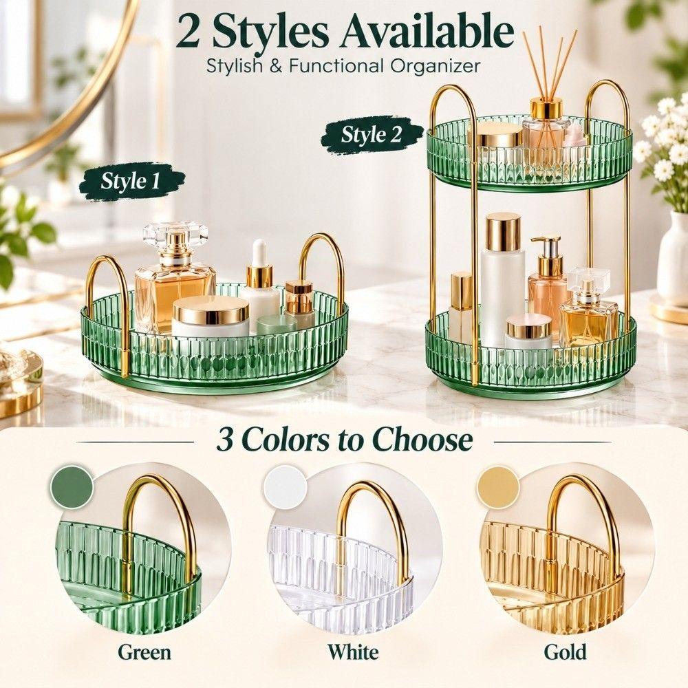 360 Degree Rotating Storage Shelf Multi Tier Skincare Organizer Vanity Desk Countertop