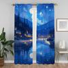 Sky and Ocean Elegant Room Curtains 2 Pieces Tulle for Bedroom Shades Halloween Decoration Living Room Curtain Partition Kitchen