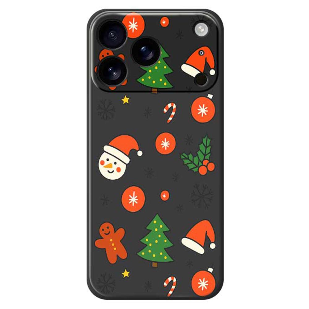 

For iPhone 17 Pro Case Lovely Christmas Pattern Printing Straight Edge TPU Phone Back Cover Black