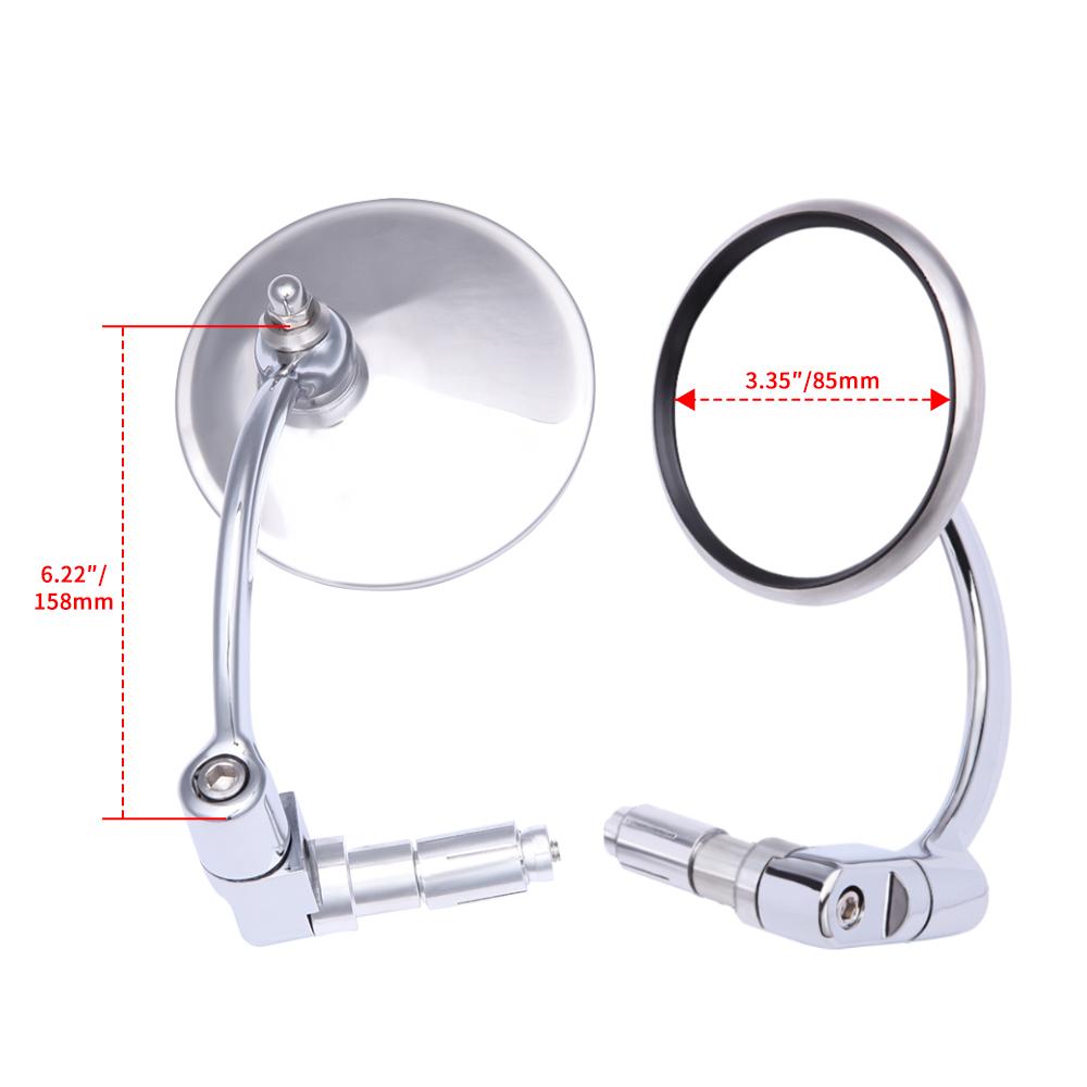 7/8" Universal Chrome Round Motorcycle Bar End Mirrors For Honda Kasasaki Triumph Yamaha Rearview Mirrors