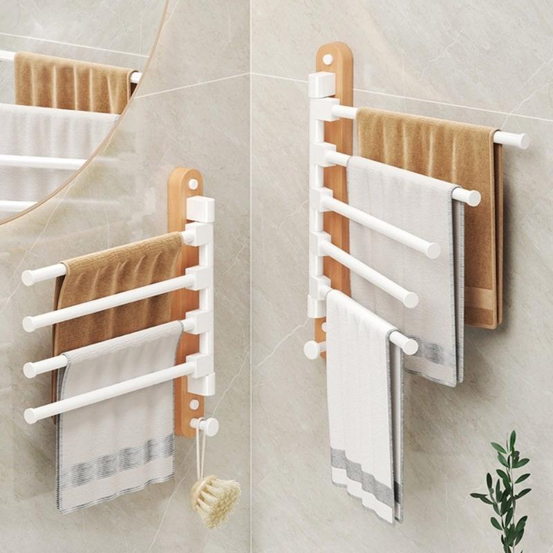 Platzsparender Handtuchhalter für Badezimmer Einfache Montage Doppelt ausziehbarer Stab Moderne Handtuchhalter für Badezimmerwand Tür