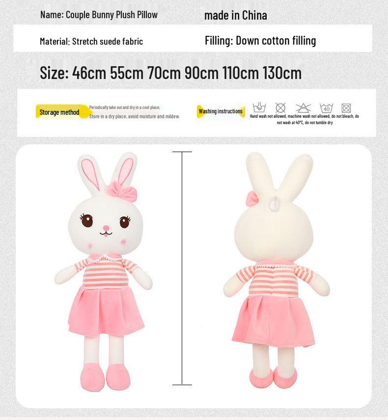 Adorable Princess Rabbit Plush Toy Couple Doll Cushion Gift for Girlfriend - Valentine's Day & Qixi Festival