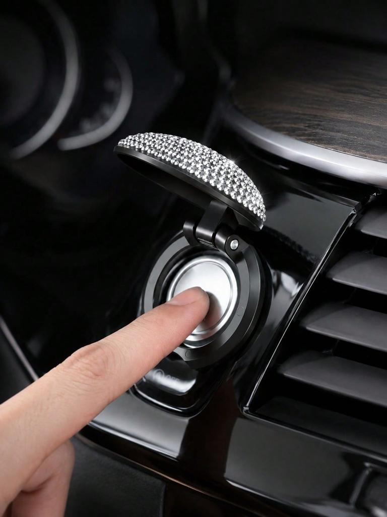 Diamond Crystal Car One Button Start Cover, Bling Ignition Switch Ring Sticker, Protective Decor Modification Accessories for Wo
