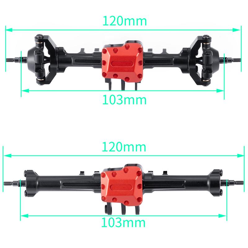 YEAHRUN Aluminum Extended Front Rear Axles for 1/18 RC Micro Crawler Car TRX4M Defender Bronco High Trail K10 Parts