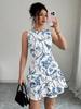 European American Retro Floral Camisole Short Dress: Sleeveless Vacation Style