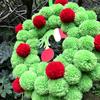 13 Inch Christmas Green Elf Wreath for Front Door Plush Pompom Ball Wreath with Wooden