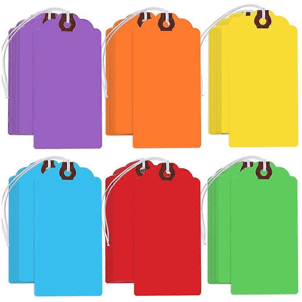 300Pcs Colored Hang Tags with Elastic Strings Blank Paper Writable Tags Shipping Tags Price Tags for All Occasions
