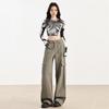 Women's Brown Velvet Wide-Leg Cargo Pants with Multi-Pockets - Spring 2025 Hiking & Casual Wear