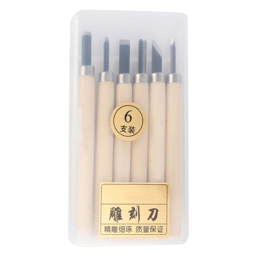 

6pcs Wooden Handle Wood Carving Knife Steel Woodworking Tool Wood Carving Tool DIY Craft