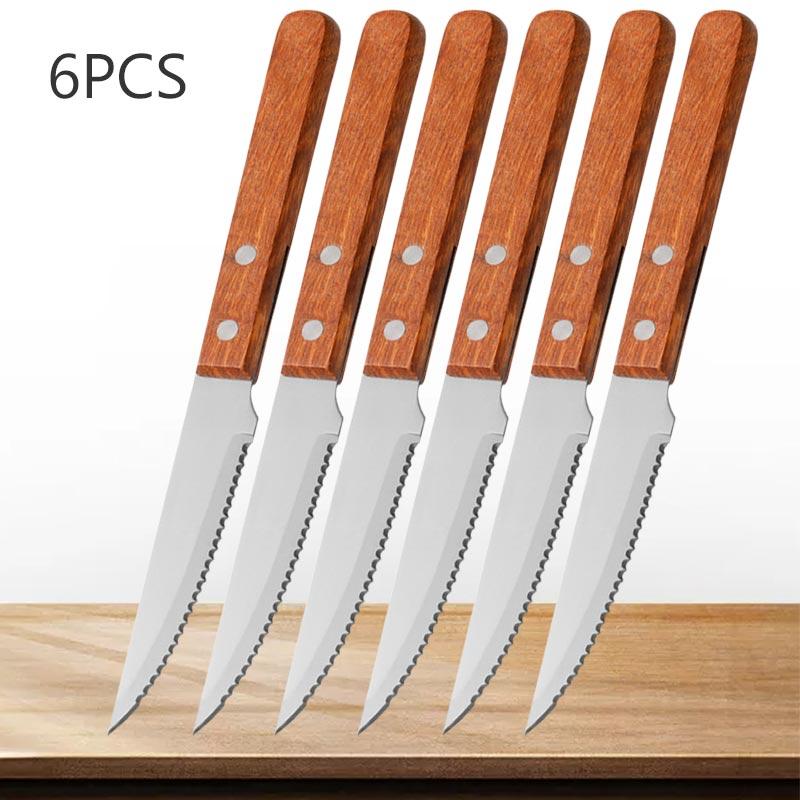 Professional Steak Knife Stainless Steel Barbecue Knife Fruit Vegetable Meat Boning Knives Peeling Cutting Knife Wooden Handle