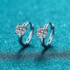 Xin De Yi 925 Sterling Silver Four-Prong Hoop Earrings with 0.50 Carat Moissanite Studs for Women