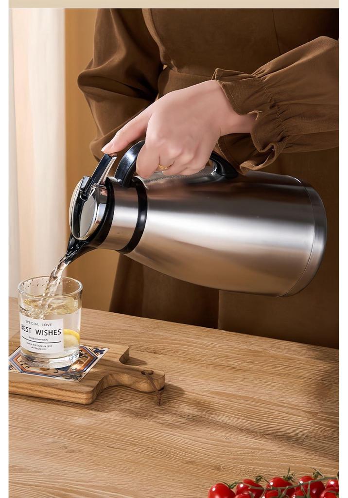 Stainless Steel Double-Layer Vacuum Insulated Thermos Kettle - Large Capacity Hot Water Bottle for Home Use