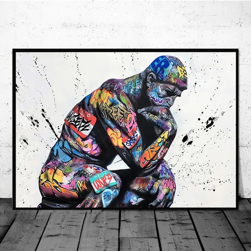 Street Graffiti Abstract Wall Art Poster Sneakers Gestures Love Hearts Lips Pop Mural Modern Home Decor Canvas Pictures Prints