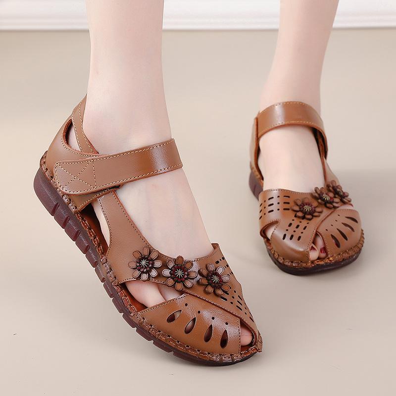 Summer New Retro Women Leather Shoes Slip On Flat Shoes Soft Sole Vintage Shoes Woman Flats New Loafers