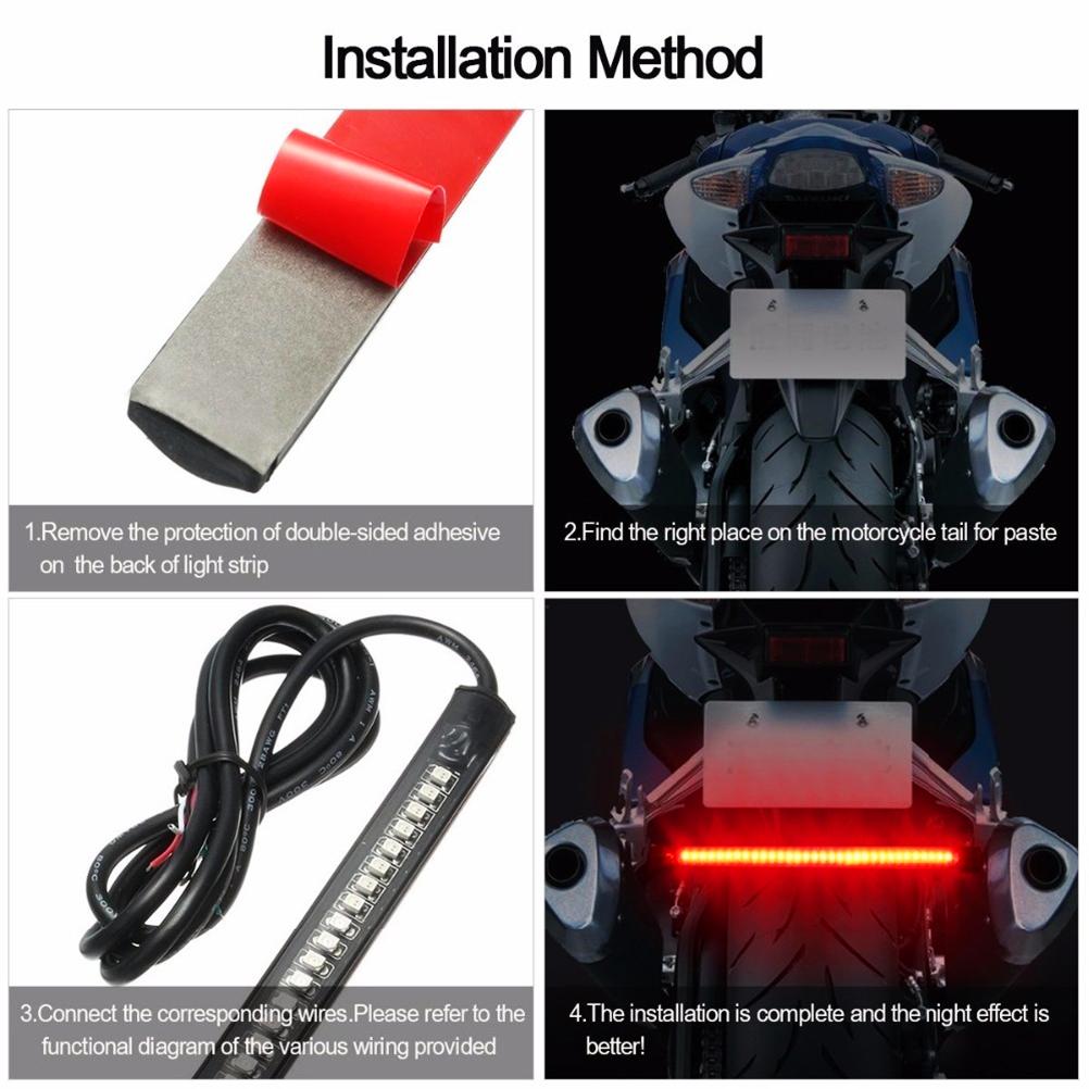 48SMD LED Motorcycle Light Strip For Taillight Brake Light Turn Signal Lamp