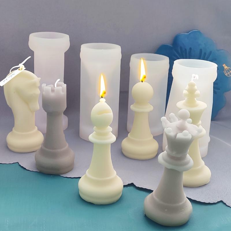 6pcs Chess Piece Silicone Mold Set for Candles, Resin & Plaster Crafts - Irregular Shape
