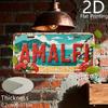 Amalfi Italy Coastal Scenery Vintage Rustic D Flat Printed License Plate Aluminum Metal Painting High Definition Clear Print Be