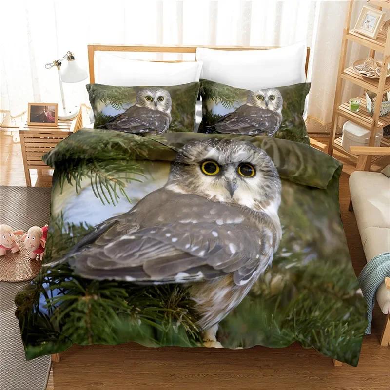 3D Print Bedclothes Lovely Owl Beding Soft Duvet Cover featuring Pilowcases 140*210 Single Double Sized Dimensions Lovely Bed Linen Sets for Boy