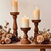 3 Pezzi Portacandele in Legno Stile Rustico Fattoria Centrotavola Cilindrici Vintage per Matrimoni Decorazione Portacandele San Valentino