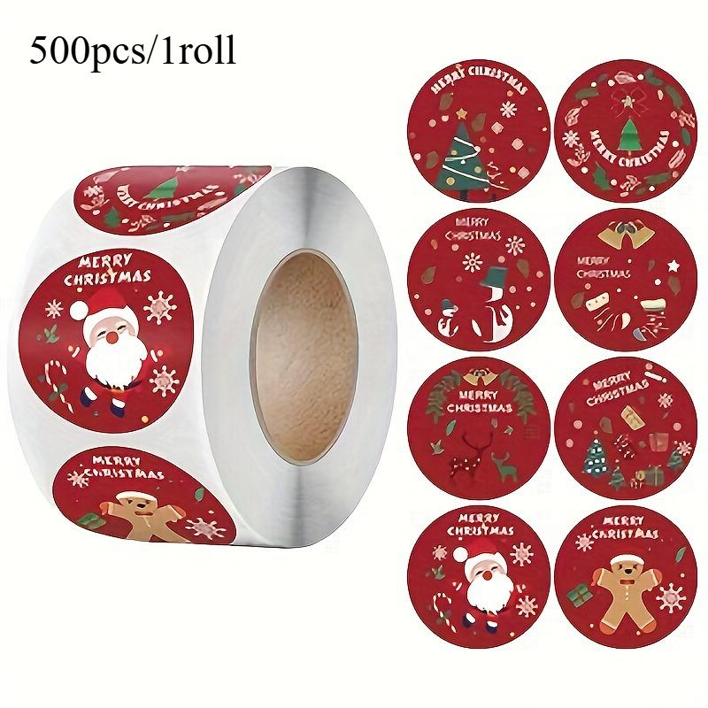 

Merry Christmas Decorative Labels Sealing Stickers Festive Gift Tags for Packaging Envelope Card Holiday Decor with Xmas Pattern