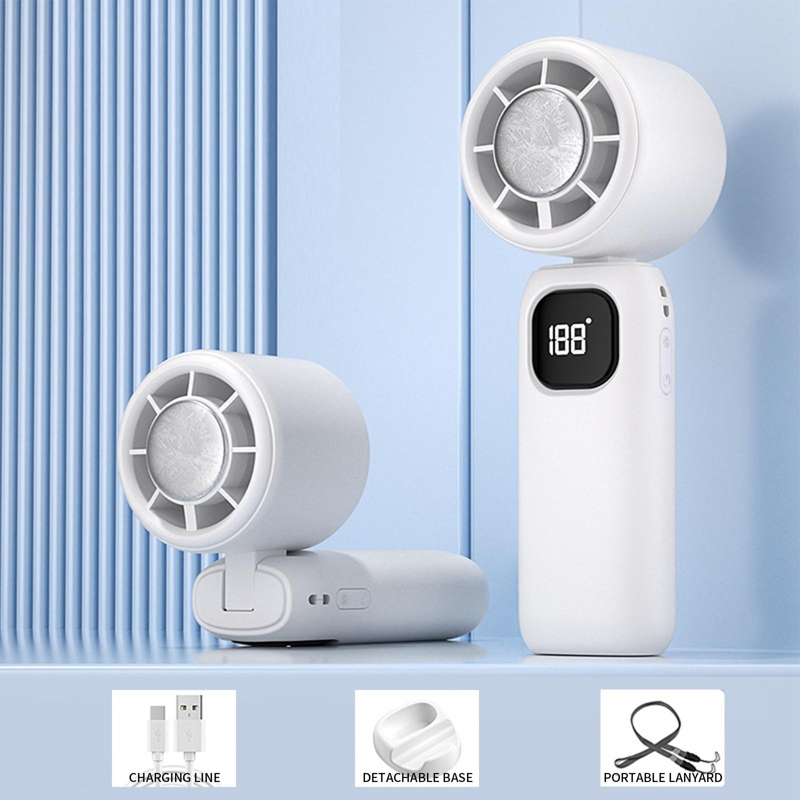

Cool Handheld Small Fan High-speed Intelligent Digital Display Desktop Student Dormitory Silent Long Lasting Handheld Small Fan One Size білий