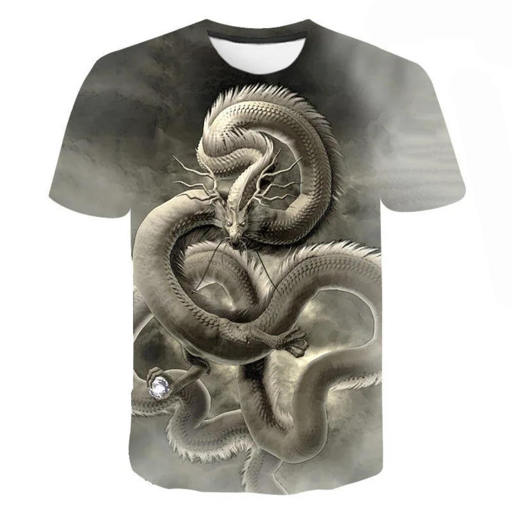 Summer Boys 3D Dragon Print Children's T-Shirt Kids Clothes Short Sleeve Top O Neck Shirts Fashion