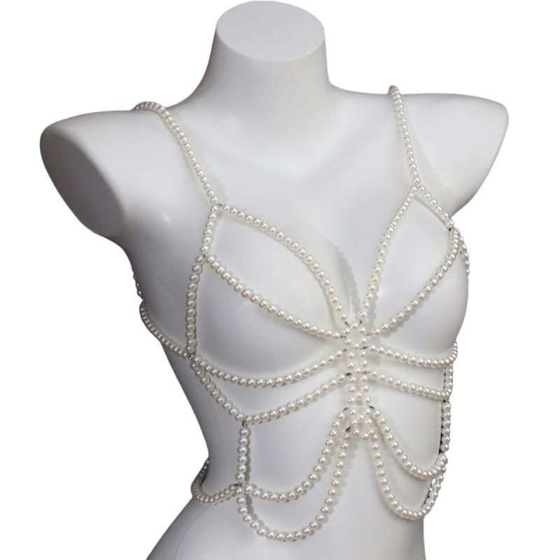 Contemporary Imitation Pearls Shoulder Jewelry for Women Body Chain Suitable for Enhancing Outfits At Various Event