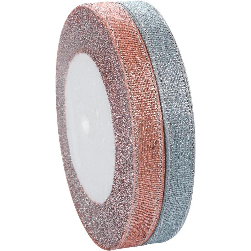 10mm 25Yard Glitter Ribbon Satin Belt DIY Candy Box Gift Packaging Glitter Webbing Halloween Wedding Christmas Decoration Layout