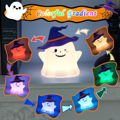 Halloween Festive Ghost Pat Light Safe Eco-Friendly PVC Pat-Activated Warm LED Battery Included Multi-Use for Bedroom Kids Room