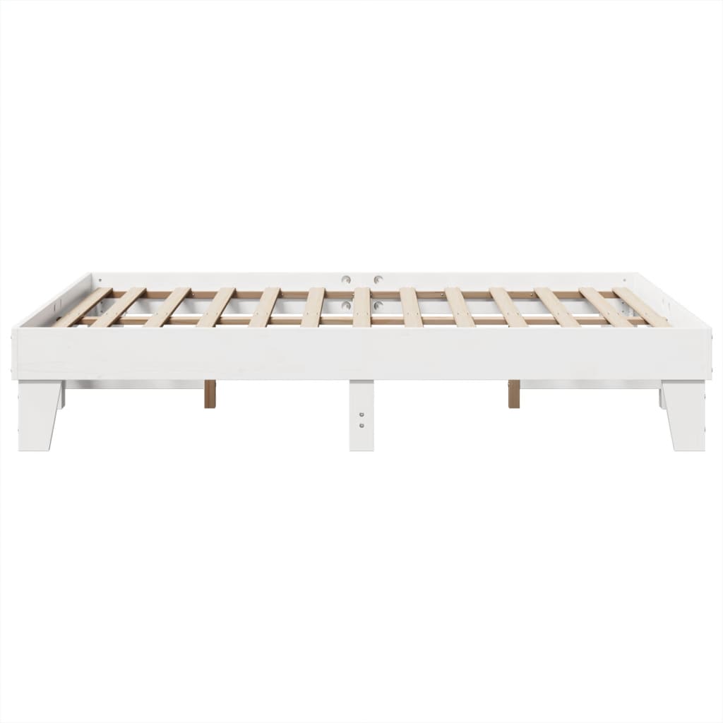 Vidaxl Bed Frame Without Mattress, White, 140X190 Cm, Solid Pine Wood