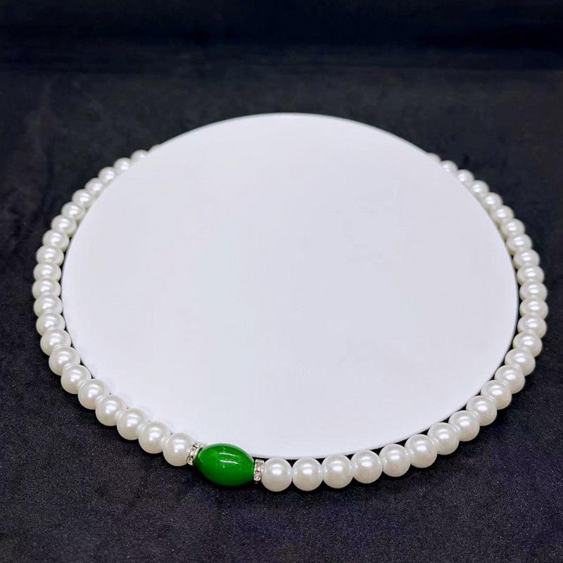 Collar de Perlas con Cierre de Lingote de Ágata Verde – Regalo Elegante para el Día de la Madre