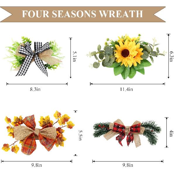 Interchangeable Welcome Sign for Front Door with 4 Seasonal Wreaths and 14 Changeable Icons, Farmhouse Front Door Signs, Door Decoration Porch Decor,