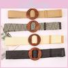 Weave And Waist Rope Wooden Round Buckle Women Belt Clothing Accessories Gift