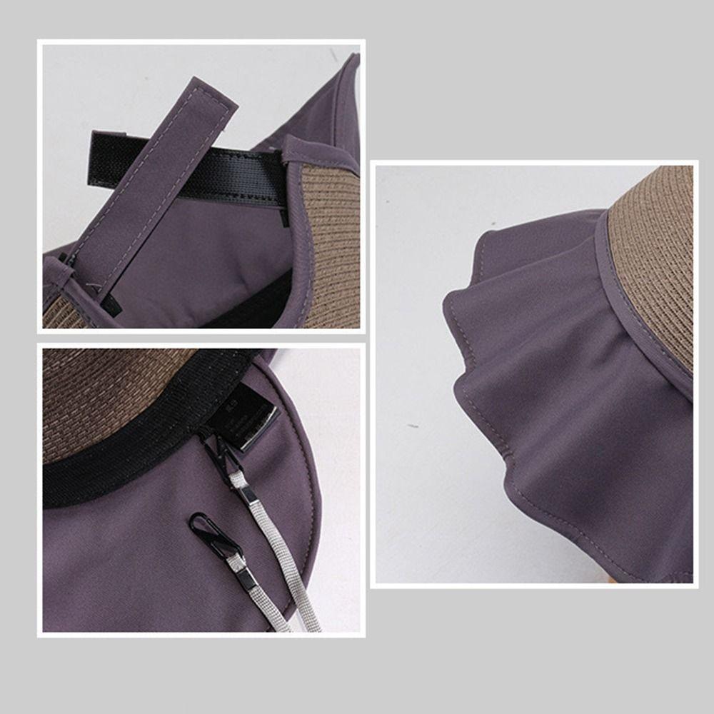 Solid Color Women's Straw Hat UV Protection Fisherman Cap Casual Sun Protection Cap  Beach